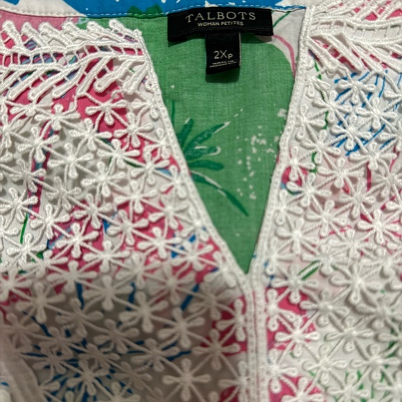 Talbots white with floral print tunic in size 2X - Picture 9 of 10